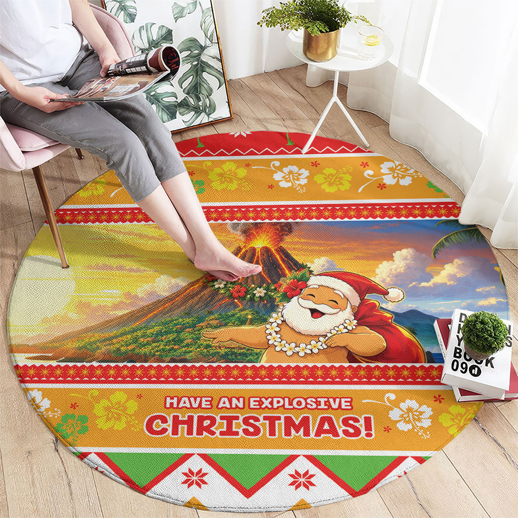 Hawaii Volcano Christmas Round Carpet Have An Explosive Christmas LT05 - Polynesian Pride