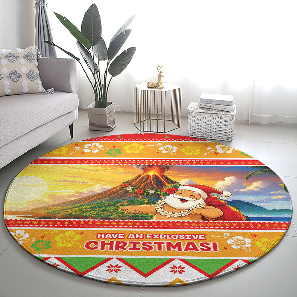 Hawaii Volcano Christmas Round Carpet Have An Explosive Christmas LT05 - Polynesian Pride