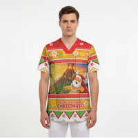 Hawaii Volcano Christmas Scrub Top Have An Explosive Christmas LT05 - Polynesian Pride