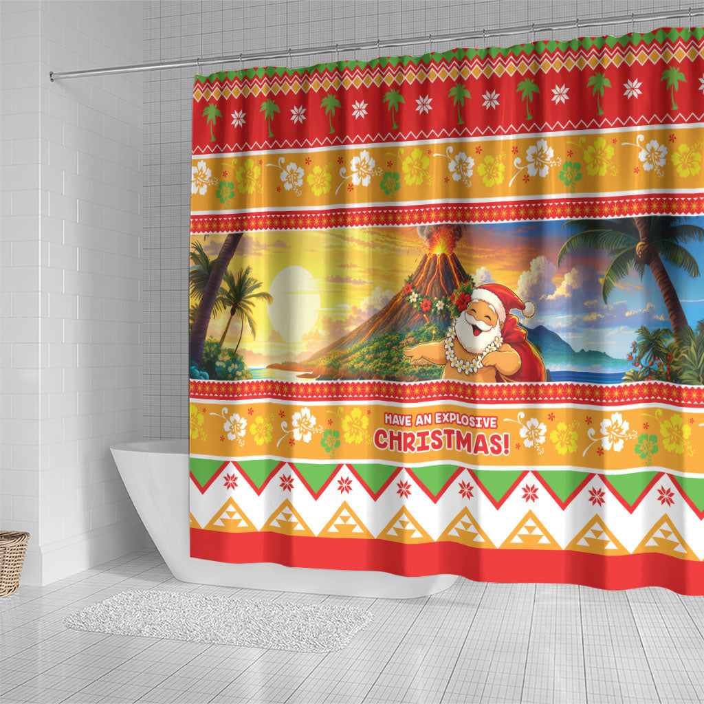 Hawaii Volcano Christmas Shower Curtain Have An Explosive Christmas LT05 - Polynesian Pride
