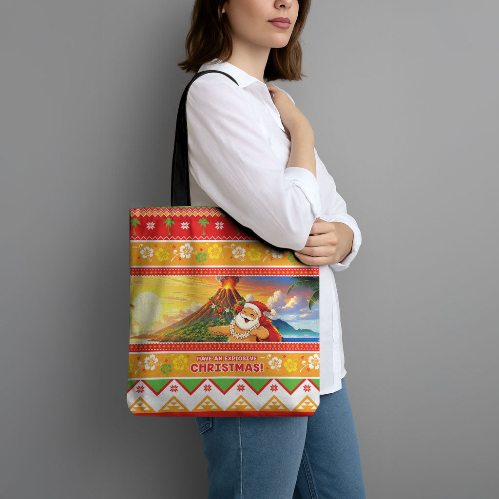 Hawaii Volcano Christmas Tote Bag Have An Explosive Christmas LT05 - Polynesian Pride