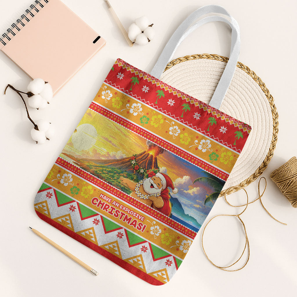 Hawaii Volcano Christmas Tote Bag Have An Explosive Christmas LT05 White Strap One Size Red - Polynesian Pride