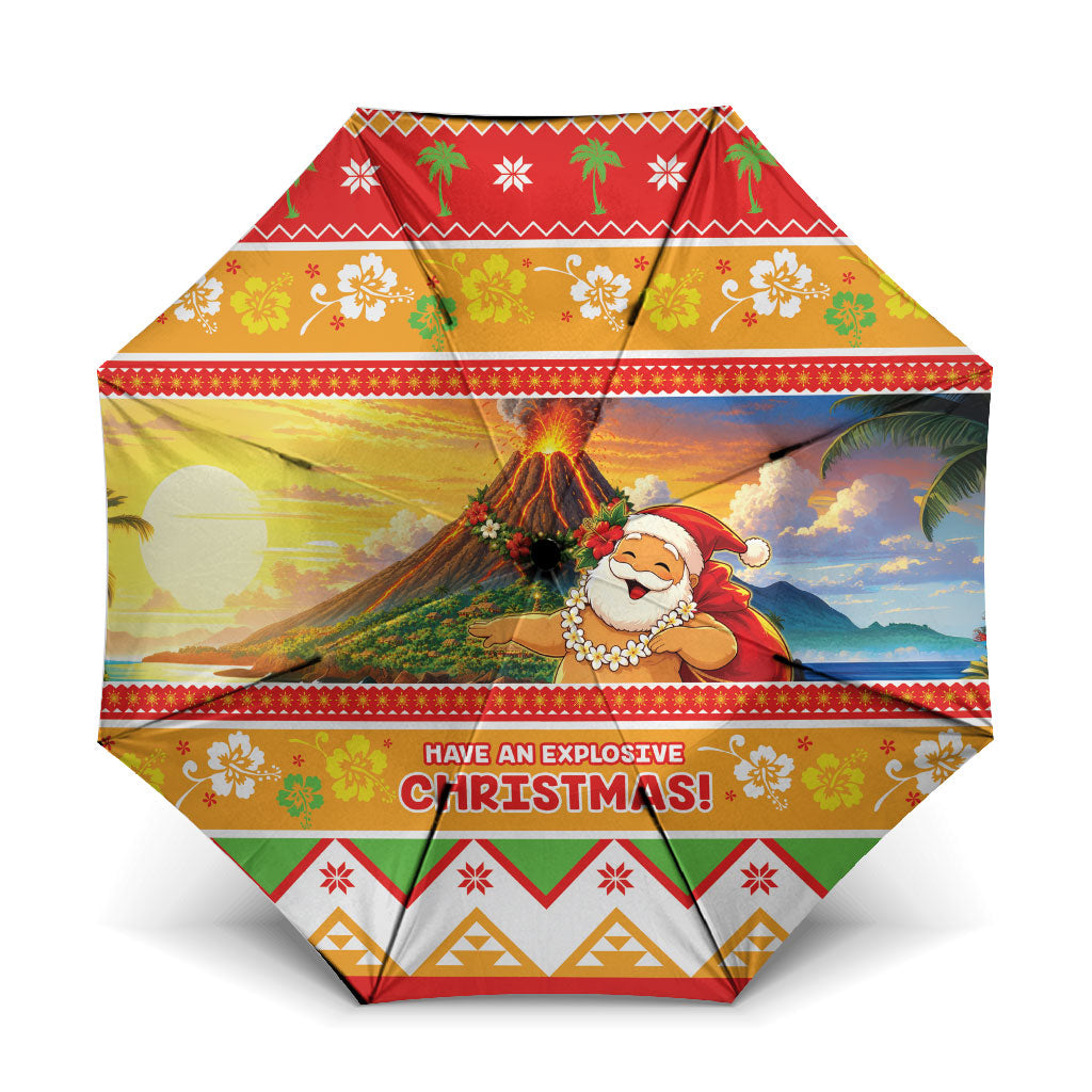 Hawaii Volcano Christmas Umbrella Have An Explosive Christmas LT05 One Size Folded 11.42 inch Opened Diameter 37.4 inch Red - Polynesian Pride