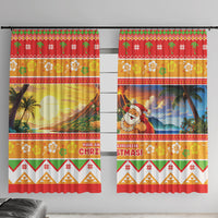 Hawaii Volcano Christmas Window Curtain Have An Explosive Christmas LT05 With Hooks Red - Polynesian Pride