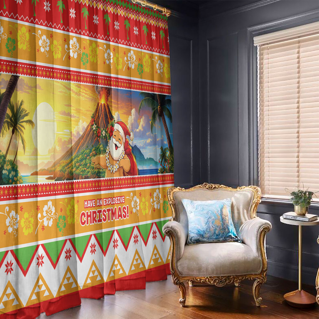 Hawaii Volcano Christmas Window Curtain Have An Explosive Christmas LT05 - Polynesian Pride