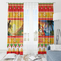 Hawaii Volcano Christmas Window Curtain Have An Explosive Christmas LT05 - Polynesian Pride