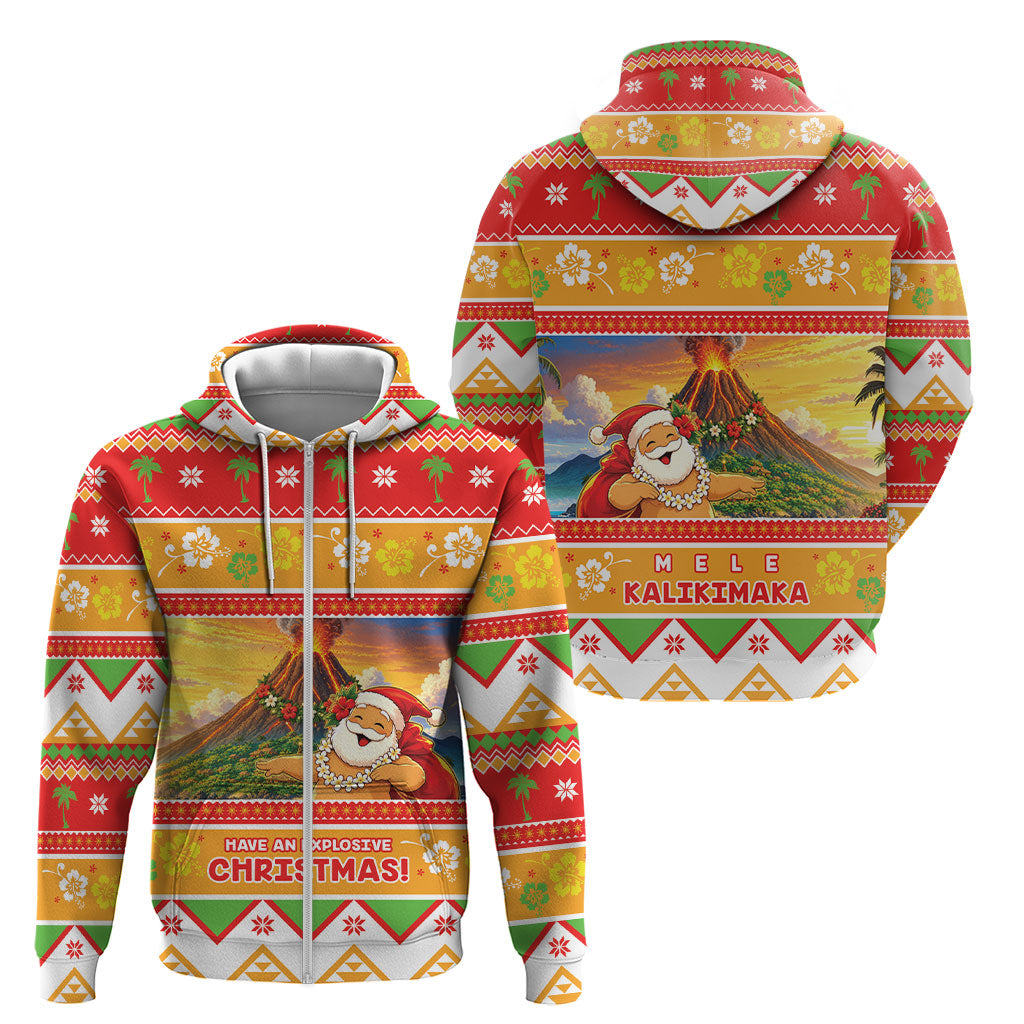Hawaii Volcano Christmas Zip Hoodie Have An Explosive Christmas LT05 - Polynesian Pride