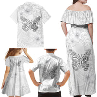 Lung Cancer Awareness Family Matching Off Shoulder Maxi Dress and Hawaiian Shirt Never Give Up Polynesian Style LT05 - Polynesian Pride