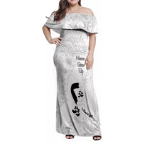 Lung Cancer Awareness Family Matching Off Shoulder Maxi Dress and Hawaiian Shirt Never Give Up Polynesian Style LT05 Mom's Dress White - Polynesian Pride