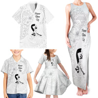 Lung Cancer Awareness Family Matching Tank Maxi Dress and Hawaiian Shirt Never Give Up Polynesian Style LT05 - Polynesian Pride
