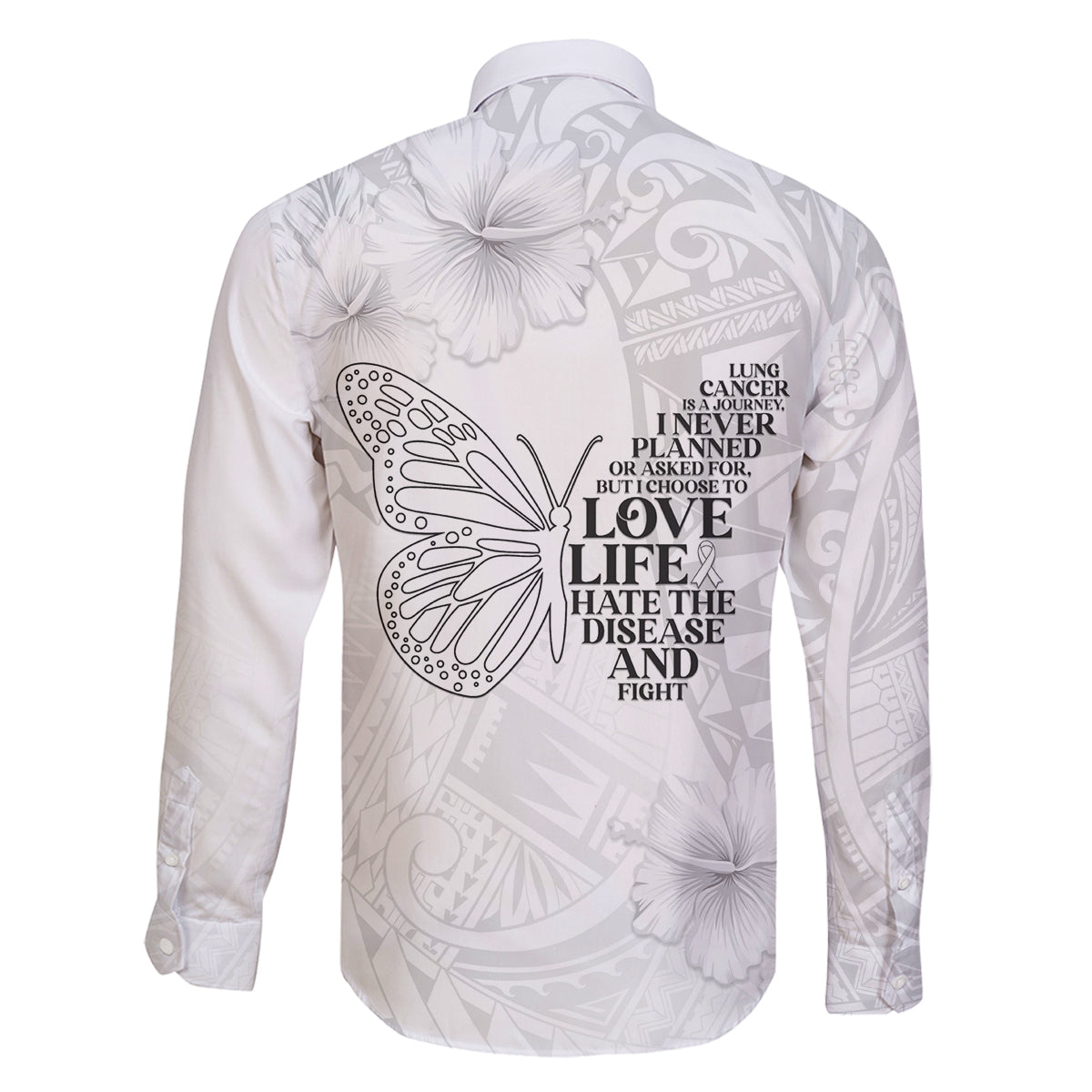 Lung Cancer Awareness Family Matching Tank Maxi Dress and Hawaiian Shirt Never Give Up Polynesian Style LT05 - Polynesian Pride