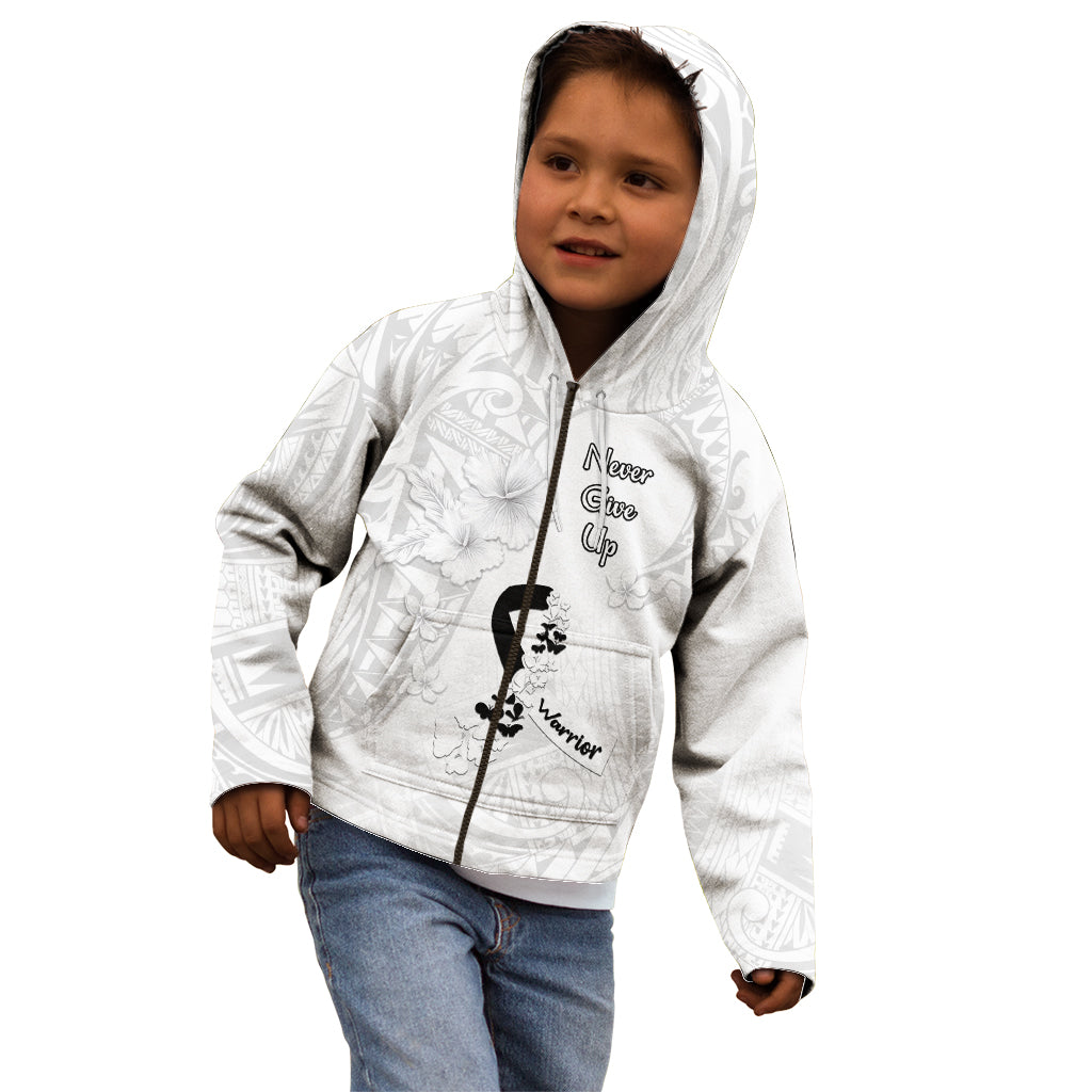 Lung Cancer Awareness Kid Hoodie Never Give Up Polynesian Style LT05 - Polynesian Pride