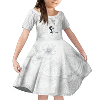 Lung Cancer Awareness Kid Short Sleeve Dress Never Give Up Polynesian Style LT05 KID White - Polynesian Pride