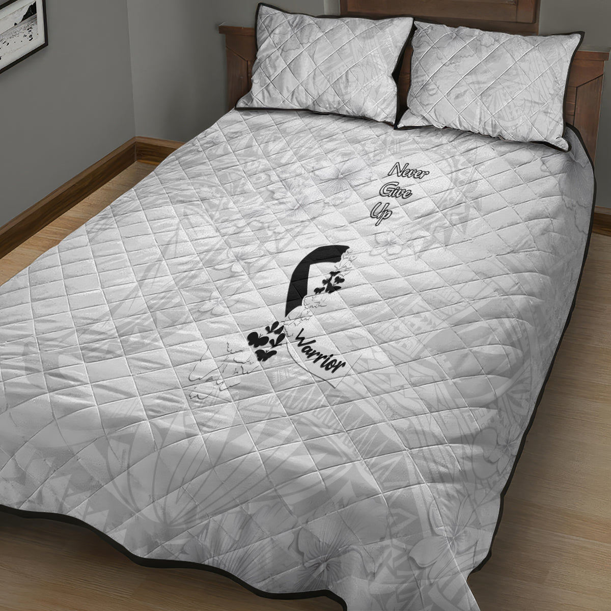 Lung Cancer Awareness Quilt Bed Set Never Give Up Polynesian Style LT05 - Polynesian Pride