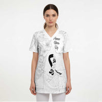 Lung Cancer Awareness Scrub Top Never Give Up Polynesian Style - Polynesian Pride