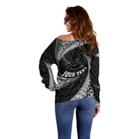 Personalised New Zealand Bungy Jumping Off Shoulder Sweater Maori Pattern LT05 - Polynesian Pride