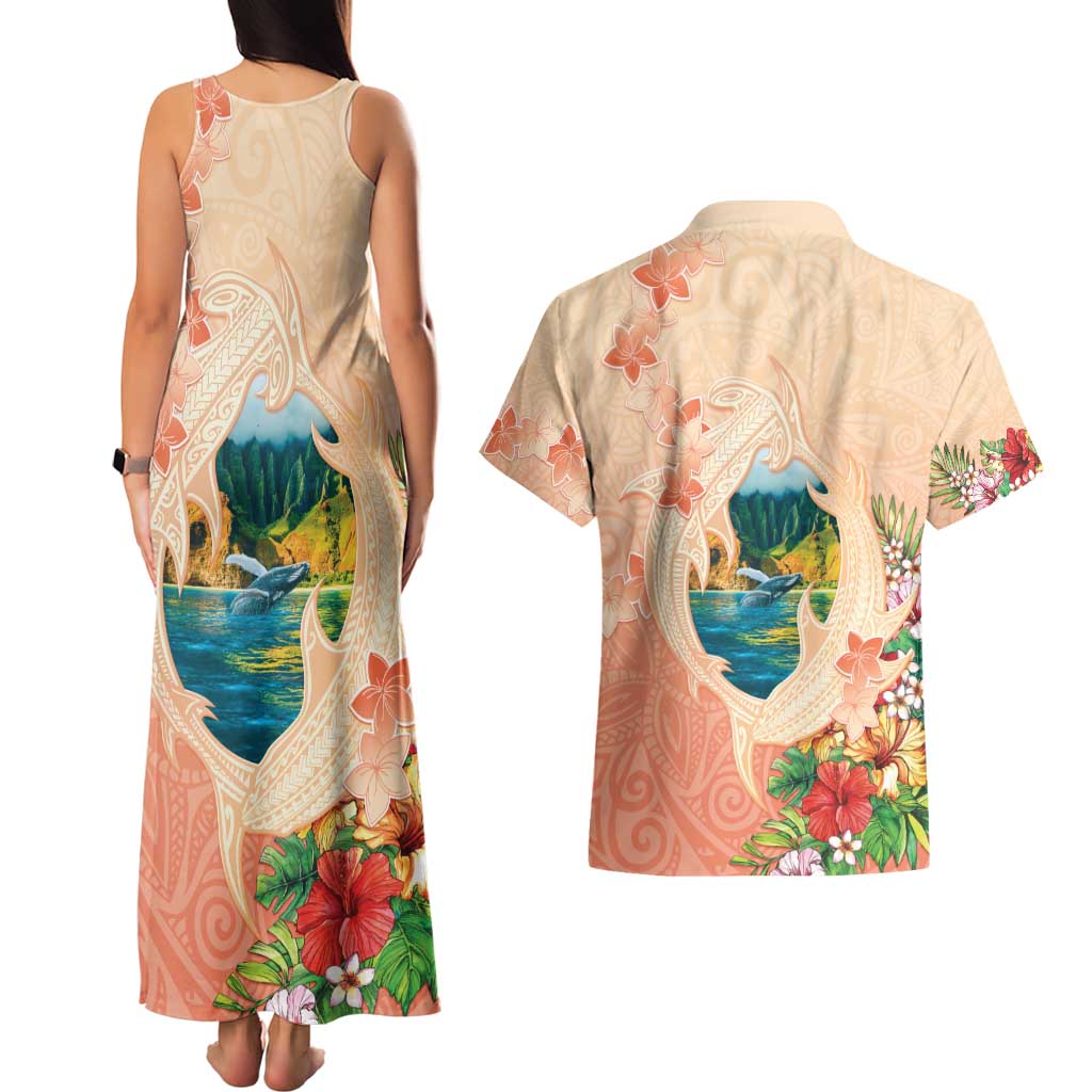 Hawaii Kauai Na Pali Coast Landscape Couples Matching Tank Maxi Dress and Hawaiian Shirt