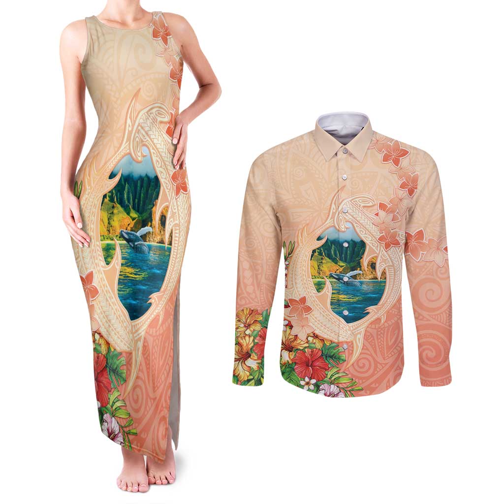Hawaii Kauai Na Pali Coast Landscape Couples Matching Tank Maxi Dress and Long Sleeve Button Shirt