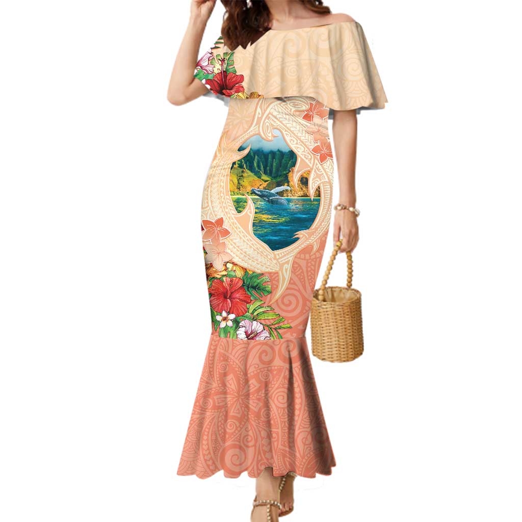 Hawaii Kauai Na Pali Coast Landscape Family Matching Mermaid Dress and Hawaiian Shirt