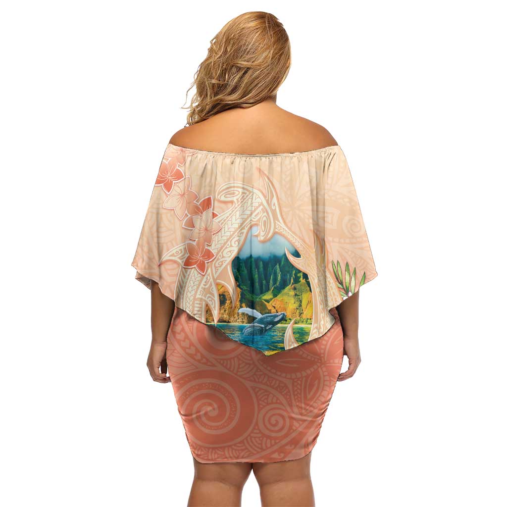 Hawaii Kauai Na Pali Coast Landscape Family Matching Off Shoulder Short Dress and Hawaiian Shirt