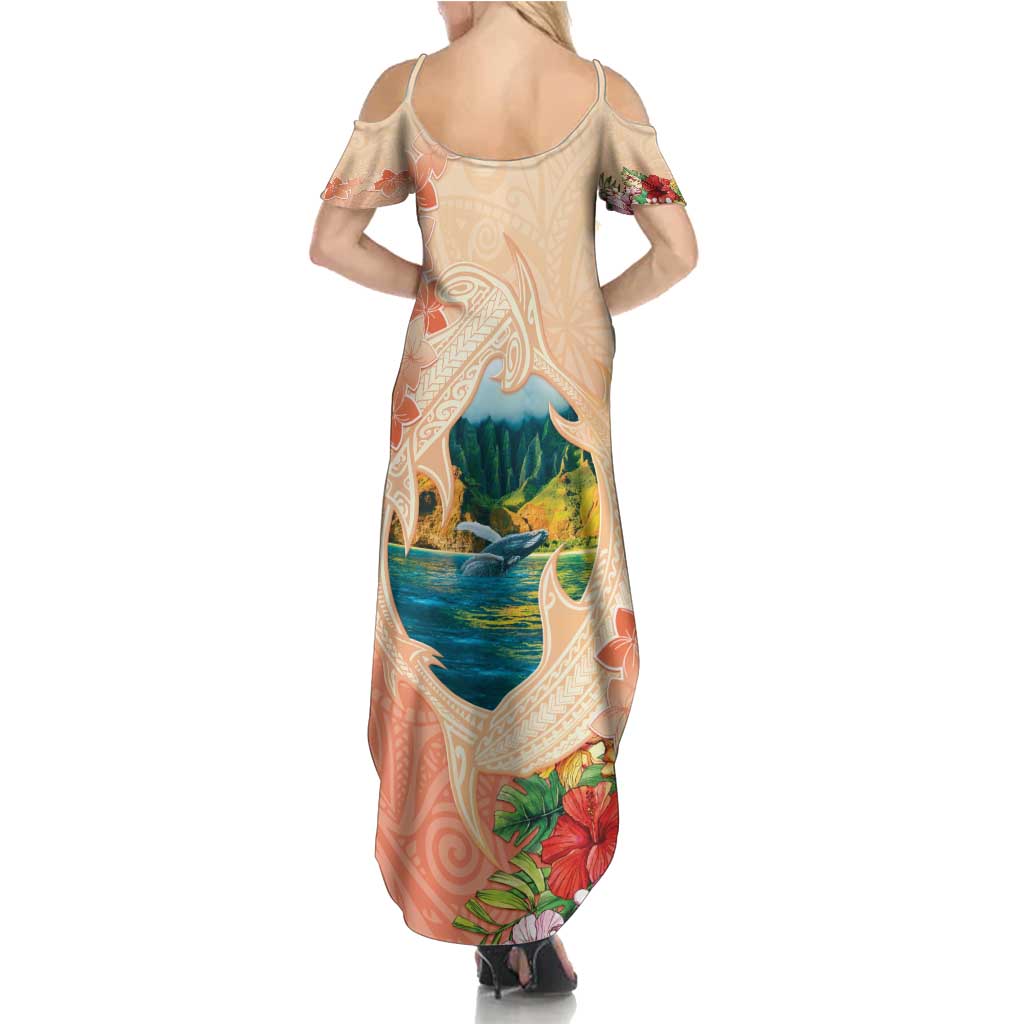 Hawaii Kauai Na Pali Coast Landscape Family Matching Summer Maxi Dress and Hawaiian Shirt