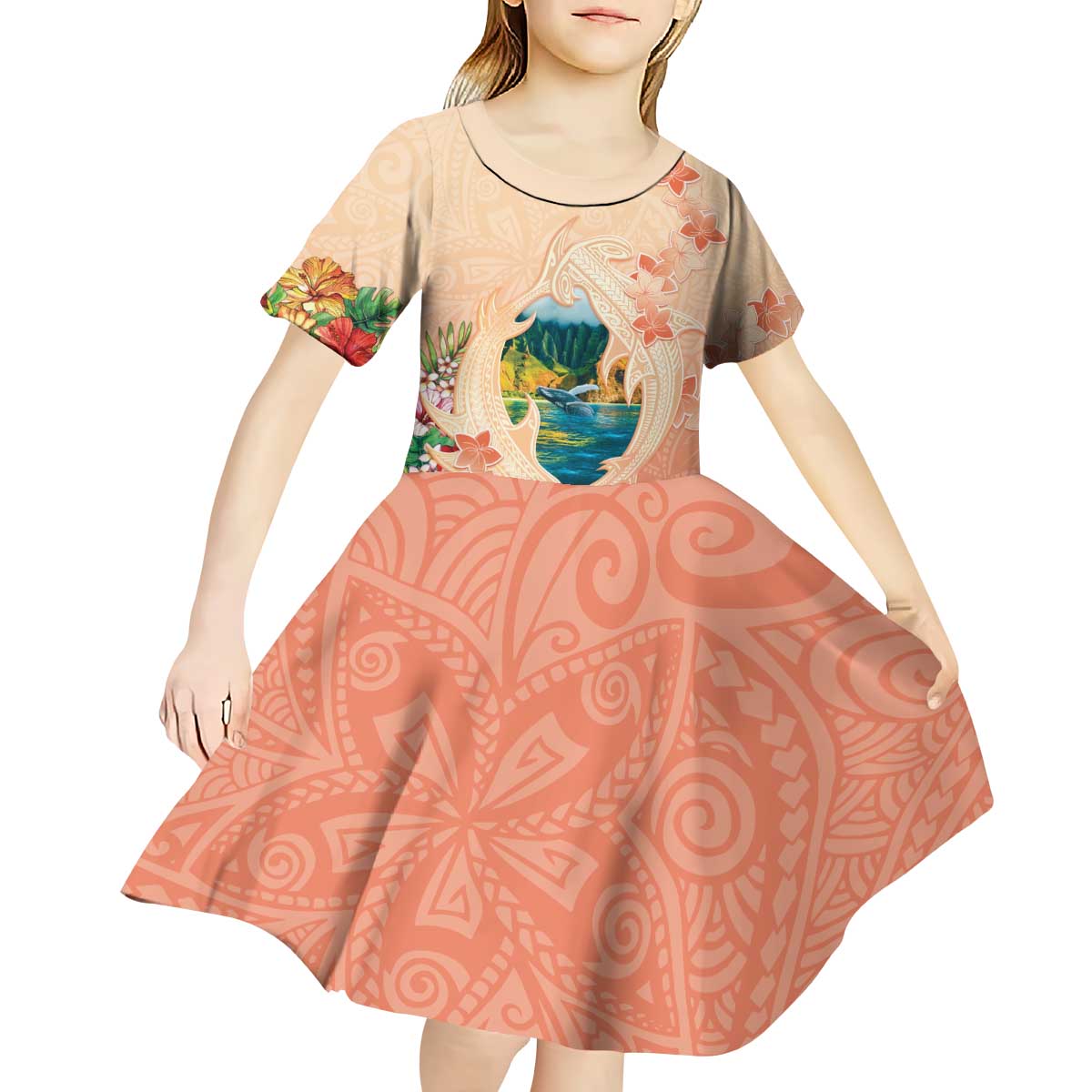Hawaii Kauai Na Pali Coast Landscape Kid Short Sleeve Dress LT05 - Polynesian Pride