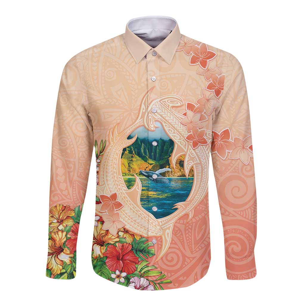 Hawaii Kauai Na Pali Coast Landscape Long Sleeve Button Shirt LT05 Unisex Peach - Polynesian Pride