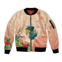Hawaii Kauai Na Pali Coast Landscape Sleeve Zip Bomber Jacket LT05 Unisex Peach - Polynesian Pride