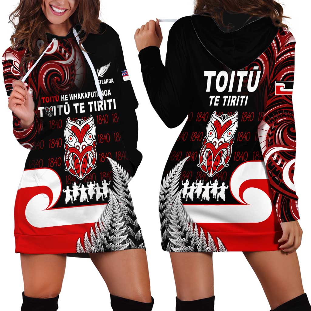 Aotearoa Toitu He Whakaputanga Hoodie Dress Toitu Te Tiriti O Waitangi