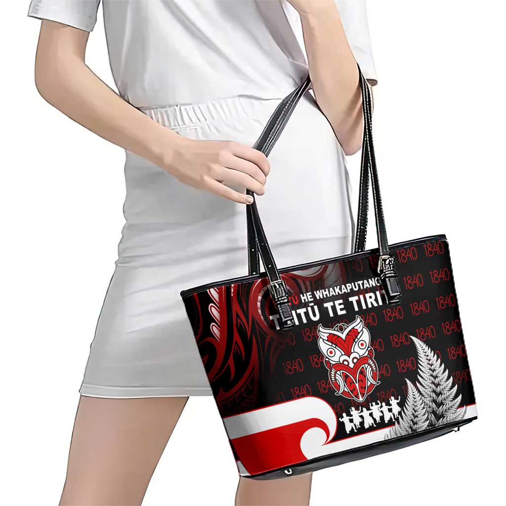 Aotearoa Toitu He Whakaputanga Leather Tote Bag Toitu Te Tiriti O Waitangi