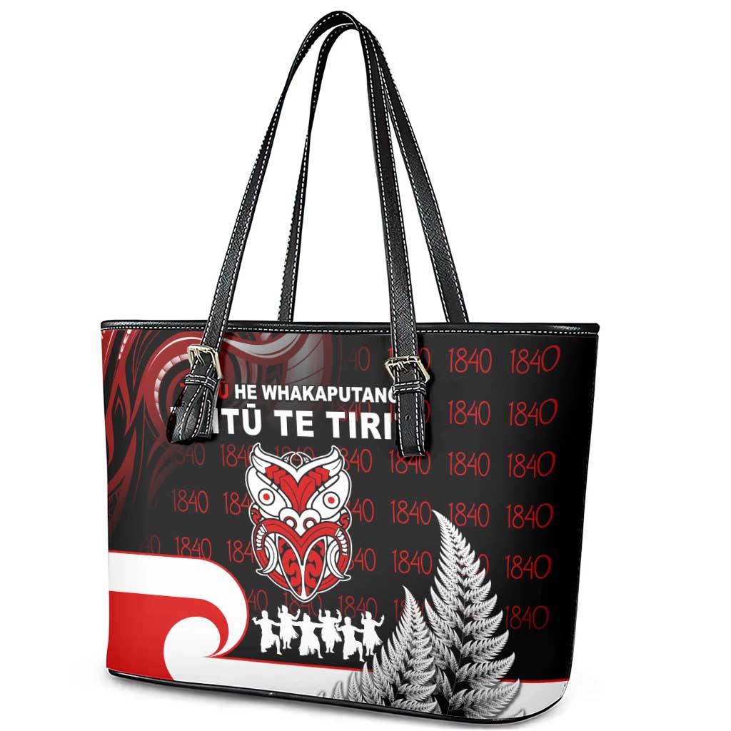Aotearoa Toitu He Whakaputanga Leather Tote Bag Toitu Te Tiriti O Waitangi