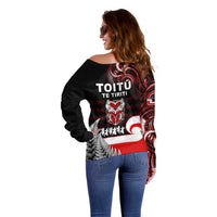 Aotearoa Toitu He Whakaputanga Off Shoulder Sweater Toitu Te Tiriti O Waitangi