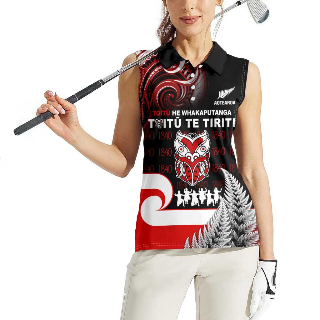 Aotearoa Toitu He Whakaputanga Women Sleeveless Polo Shirt Toitu Te Tiriti O Waitangi LT05 - Polynesian Pride