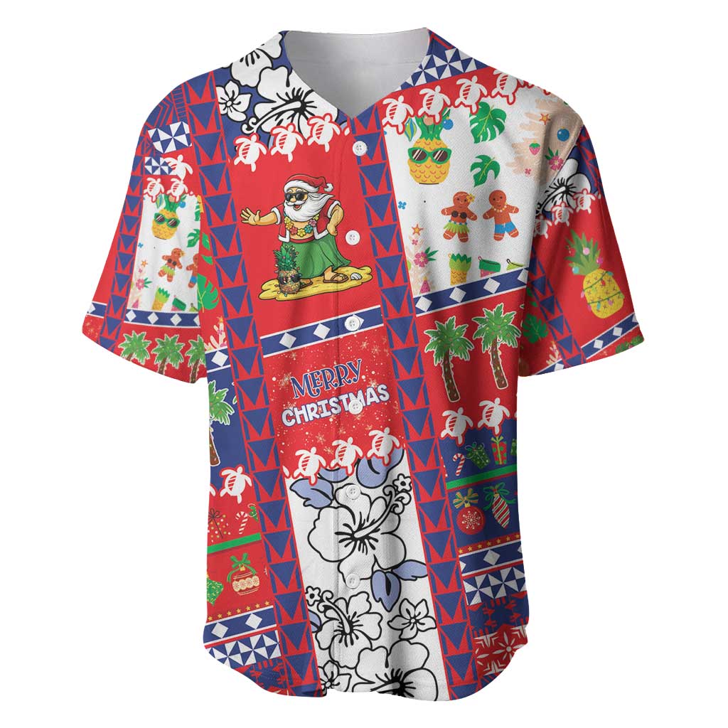 Wallis And Futuna Christmas Baseball Jersey Festive Beach Vibes - Polynesian Pride