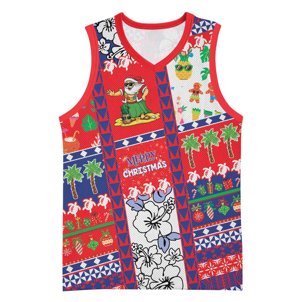 Wallis And Futuna Christmas Basketball Jersey Festive Beach Vibes - Polynesian Pride