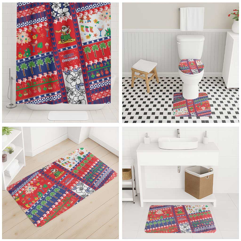 Wallis And Futuna Christmas Bathroom Set Festive Beach Vibes - Polynesian Pride