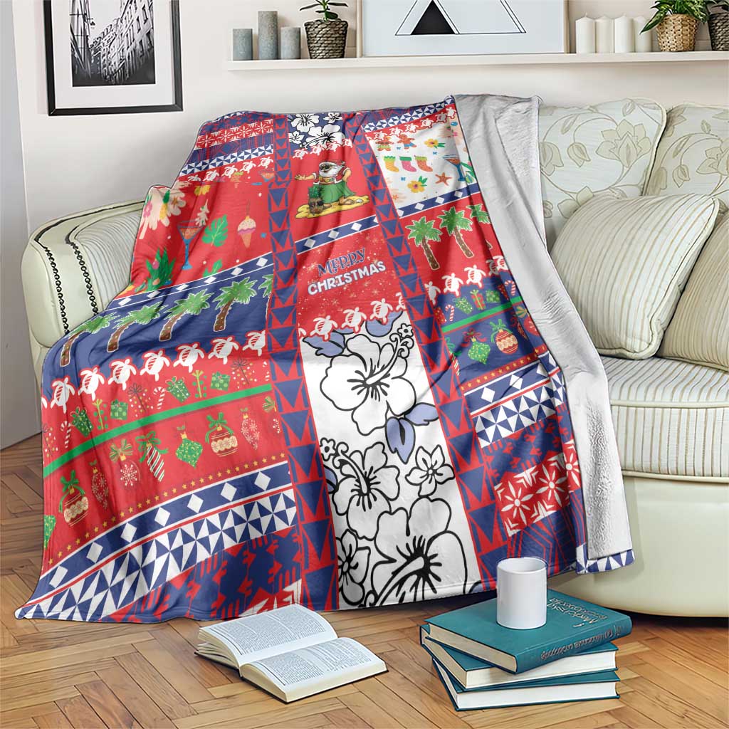 Wallis And Futuna Christmas Blanket Festive Beach Vibes - Polynesian Pride