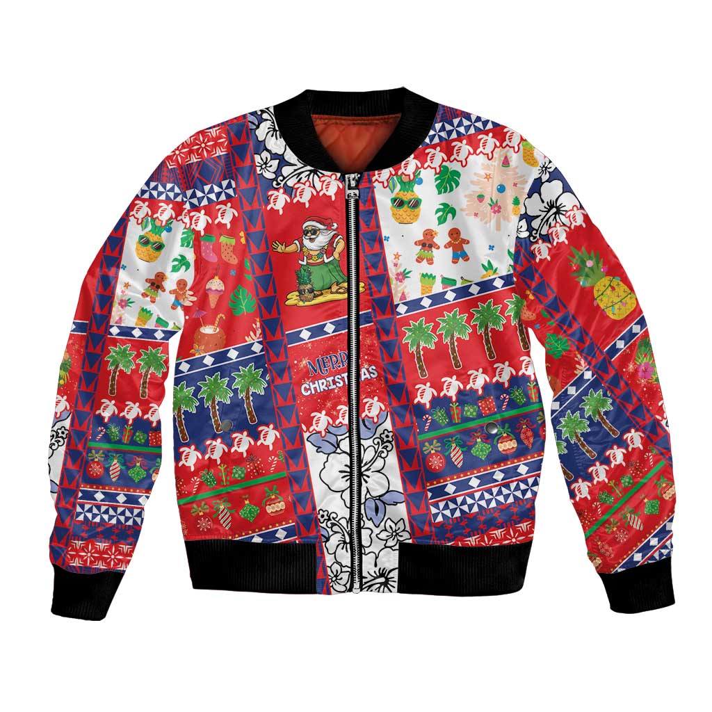 Wallis And Futuna Christmas Bomber Jacket Festive Beach Vibes - Polynesian Pride