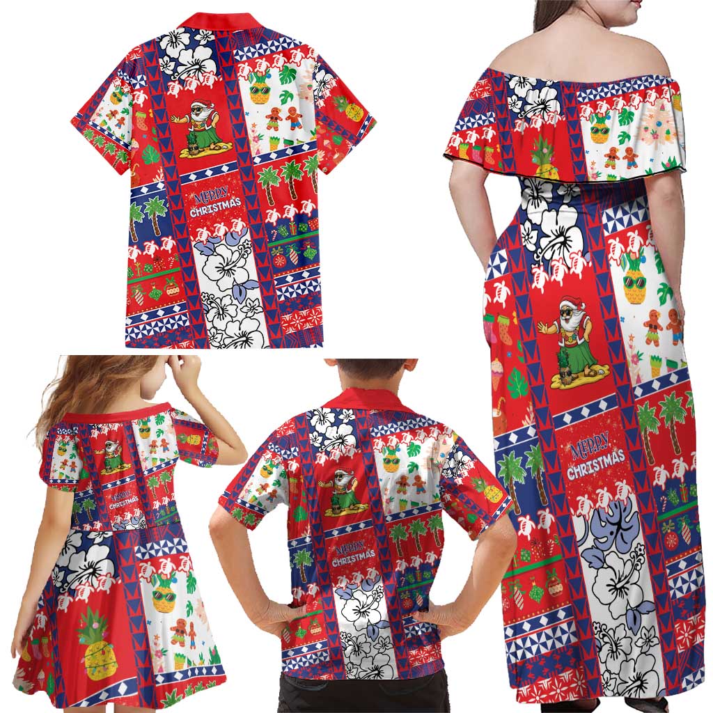 Wallis And Futuna Christmas Family Matching Off Shoulder Maxi Dress and Hawaiian Shirt Festive Beach Vibes - Polynesian Pride