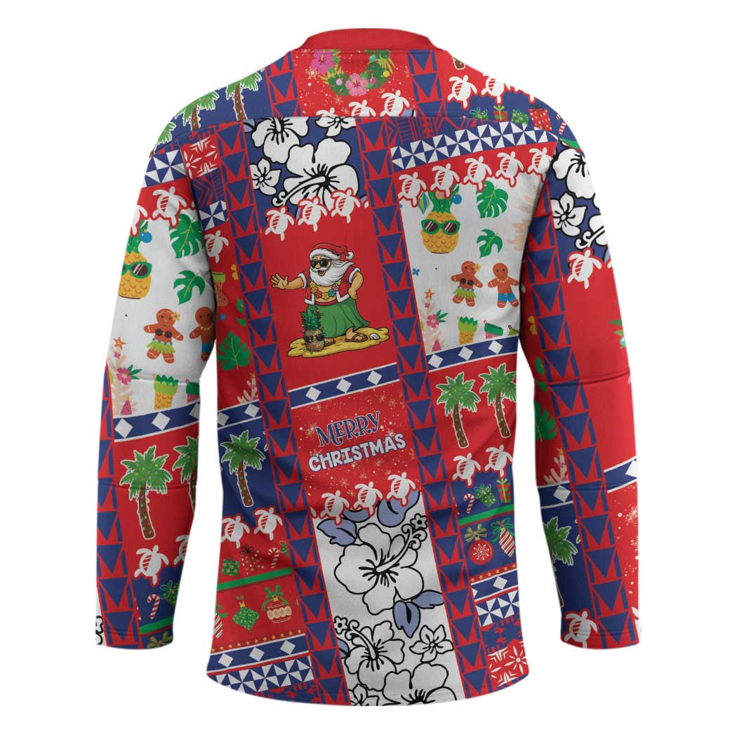 Wallis And Futuna Christmas Hockey Jersey Festive Beach Vibes - Polynesian Pride
