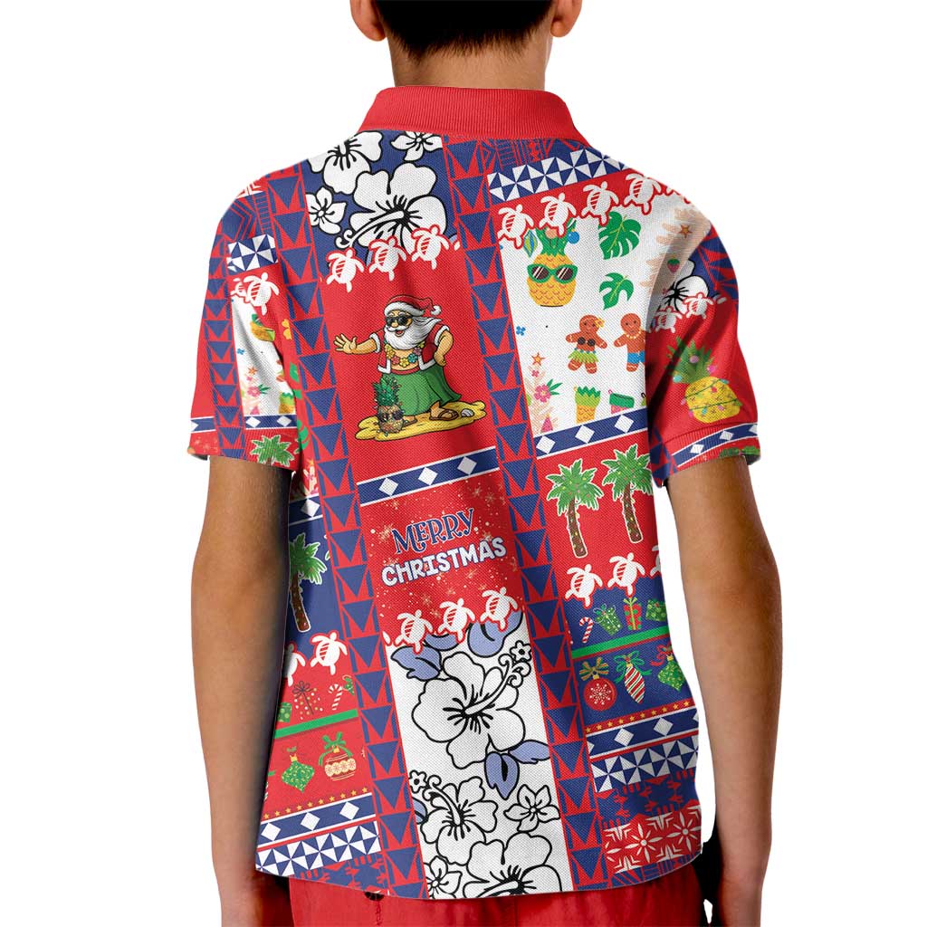 Wallis And Futuna Christmas Kid Polo Shirt Festive Beach Vibes - Polynesian Pride