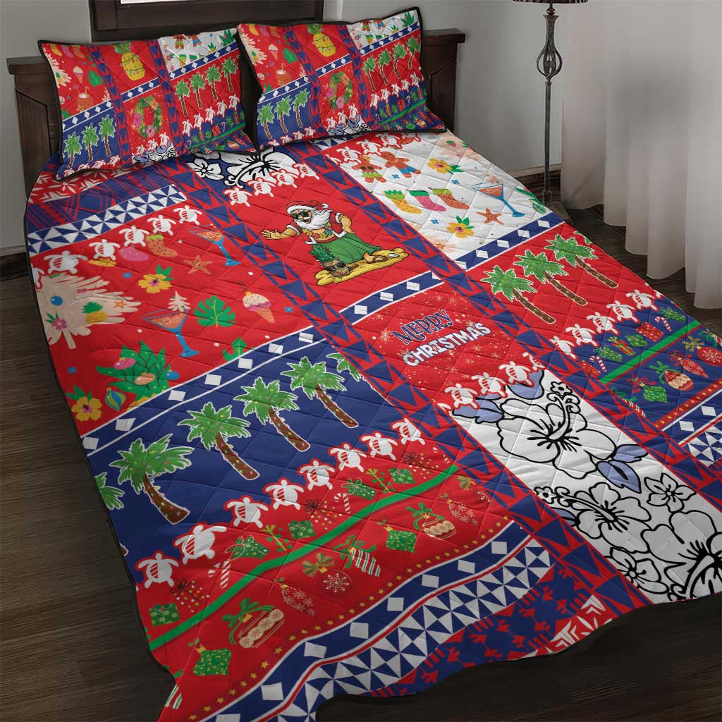 Wallis And Futuna Christmas Quilt Bed Set Festive Beach Vibes - Polynesian Pride