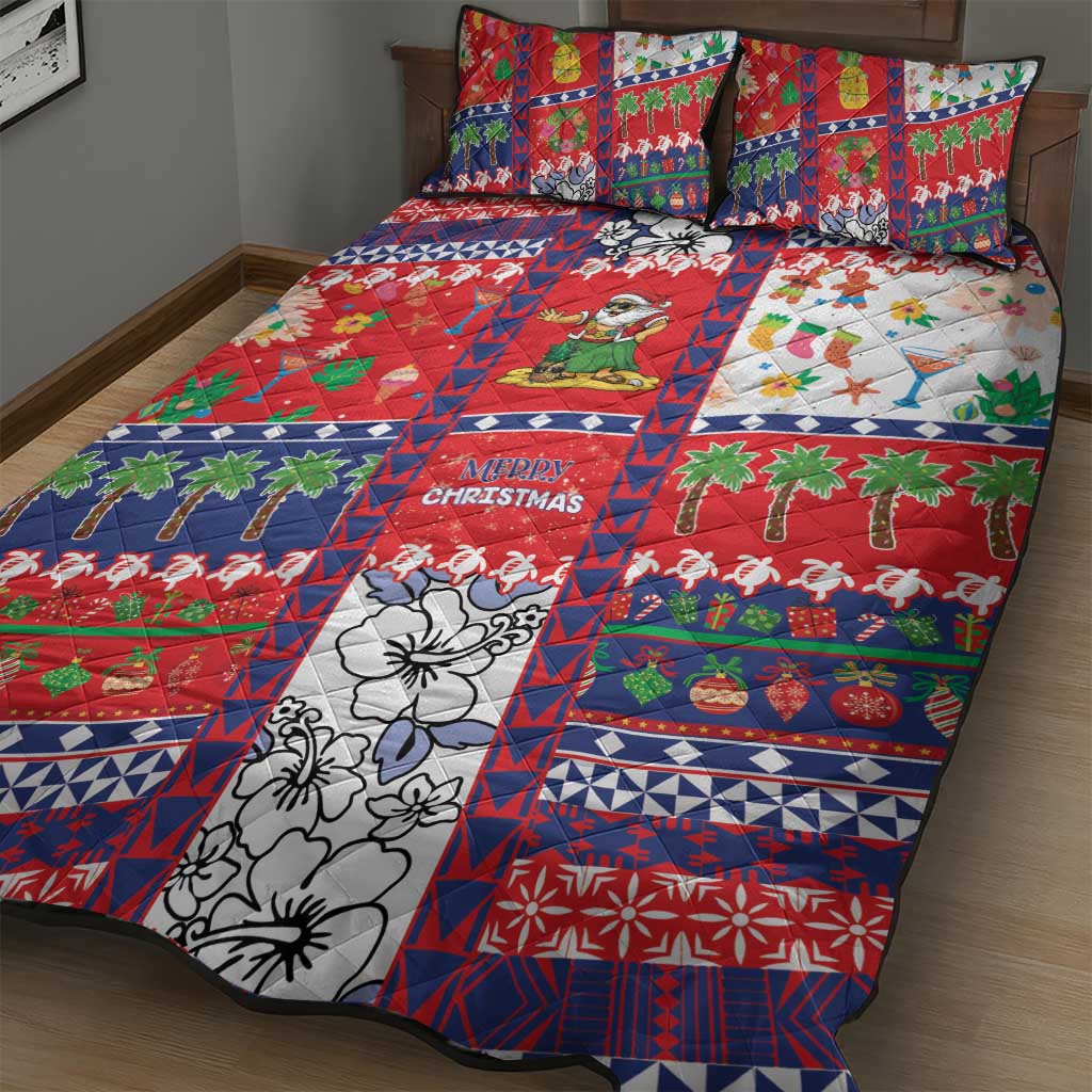 Wallis And Futuna Christmas Quilt Bed Set Festive Beach Vibes - Polynesian Pride