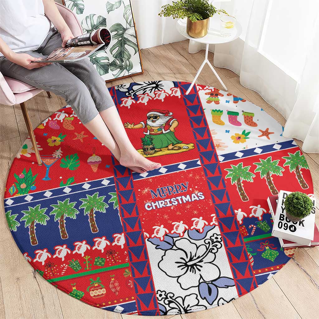 Wallis And Futuna Christmas Round Carpet Festive Beach Vibes - Polynesian Pride