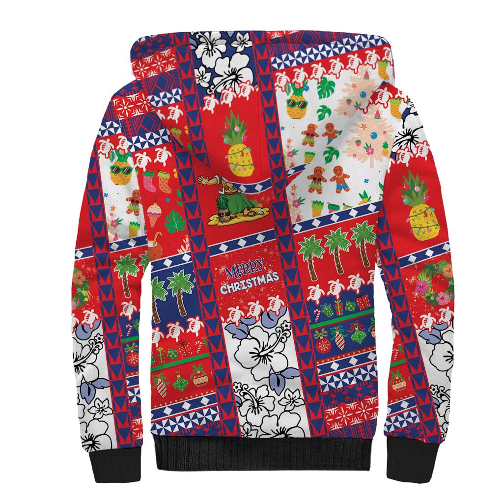 Wallis And Futuna Christmas Sherpa Hoodie Festive Beach Vibes - Polynesian Pride