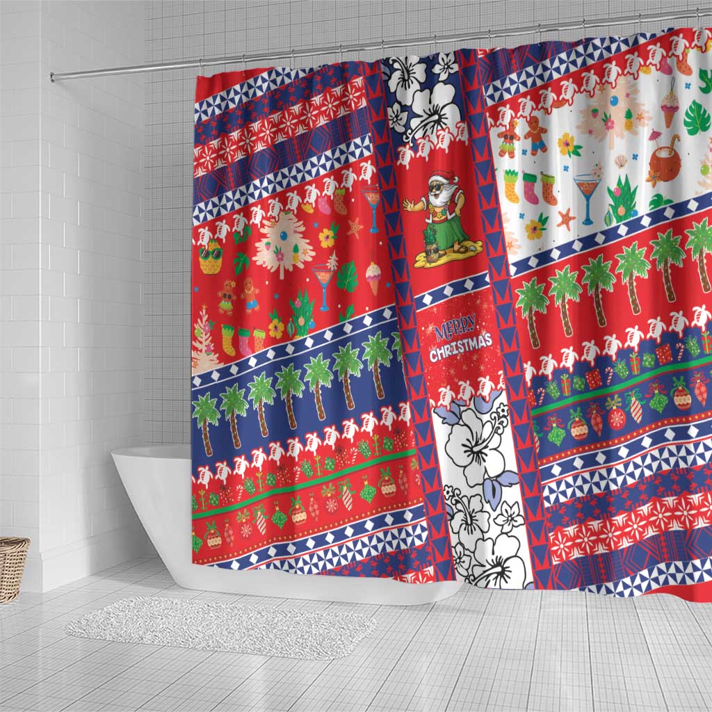 Wallis And Futuna Christmas Shower Curtain Festive Beach Vibes - Polynesian Pride