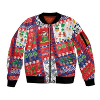 Wallis And Futuna Christmas Sleeve Zip Bomber Jacket Festive Beach Vibes - Polynesian Pride