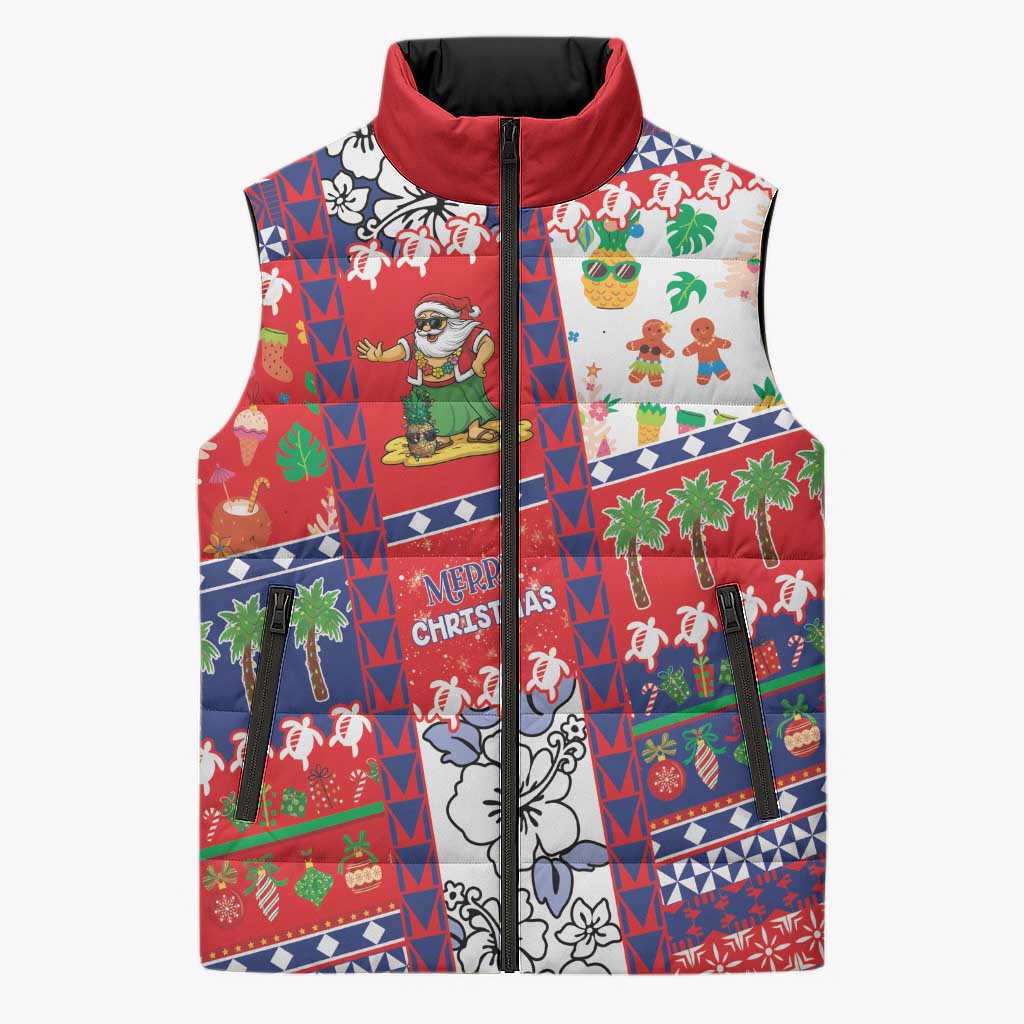 Wallis And Futuna Christmas Sleeveless Puffer Jacket Festive Beach Vibes - Polynesian Pride