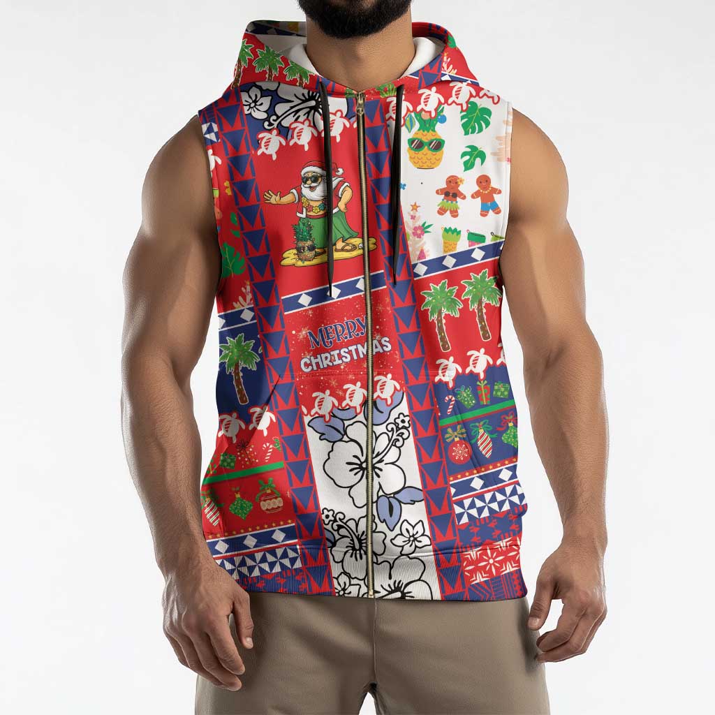 Wallis And Futuna Christmas Sleeveless Zip Hoodie Festive Beach Vibes - Polynesian Pride
