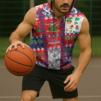 Wallis And Futuna Christmas Sleeveless Zip Hoodie Festive Beach Vibes - Polynesian Pride